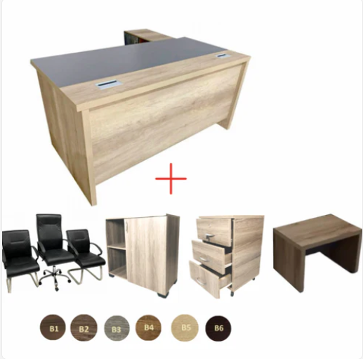 ENSEMBLE BUREAU FANTASIA Avec retour + caisson + chaises + table basse Réf. A0238